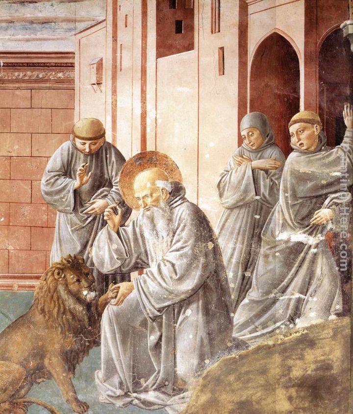 St Jerome Pulling a Thorn from a Lion's Paw painting - Benozzo di Lese di Sandro Gozzoli St Jerome Pulling a Thorn from a Lion's Paw art painting